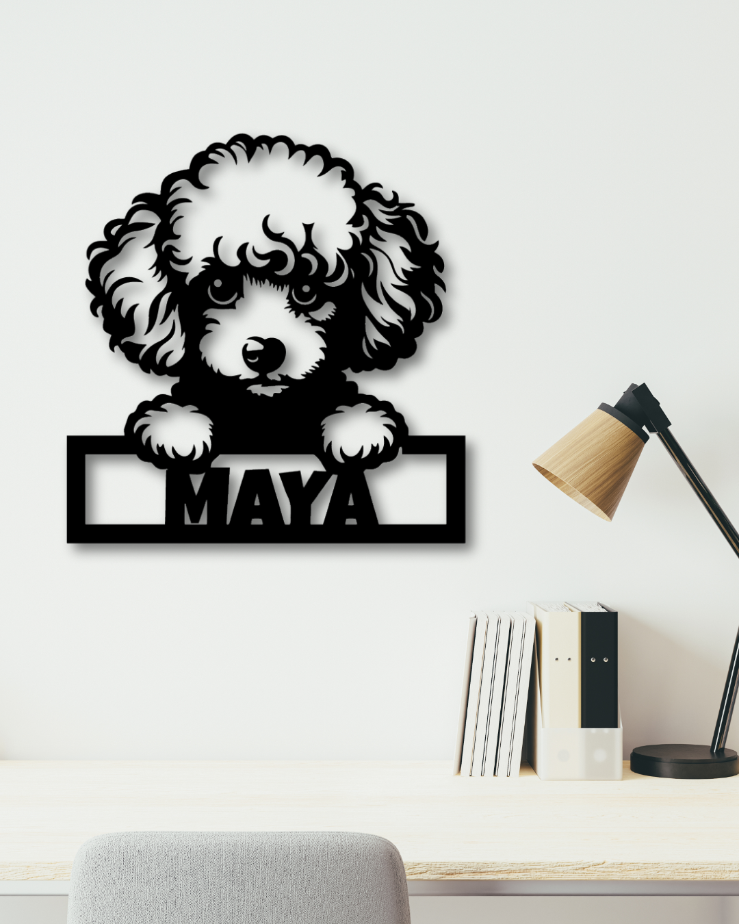 Cuadro Perro Poodle con Nombre Personalizado