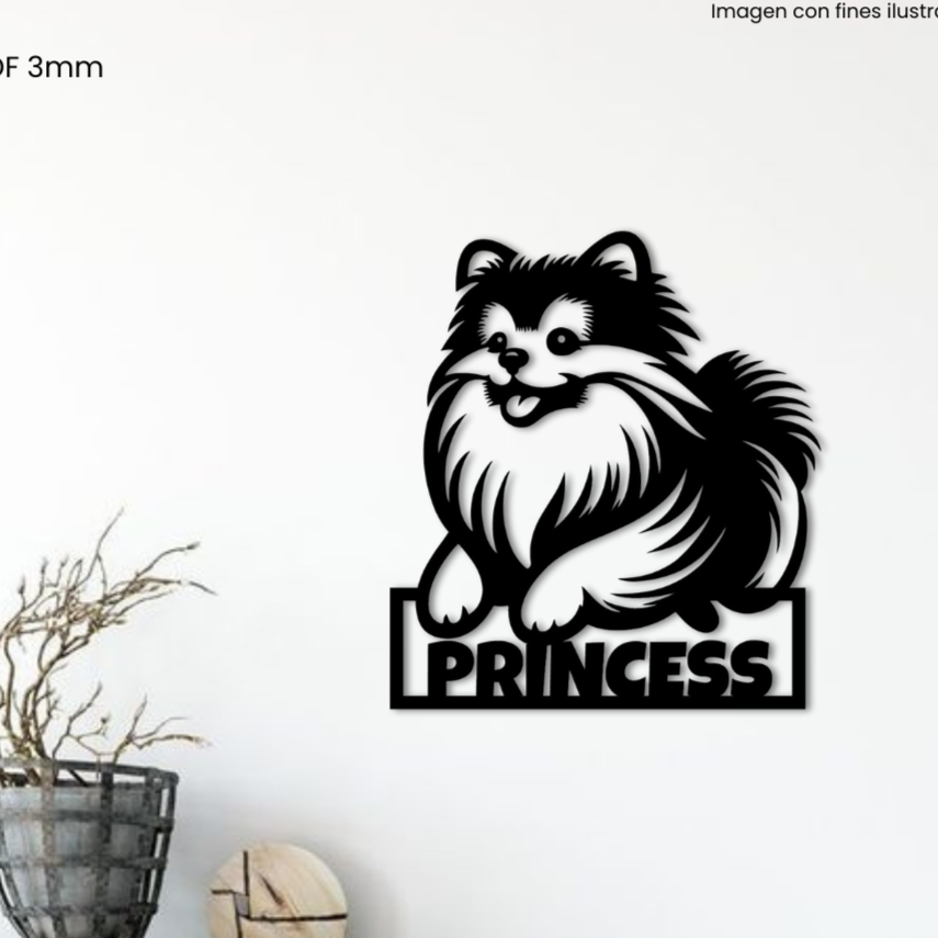 Cuadro Perro Pomerania / El Nombre se Personaliza