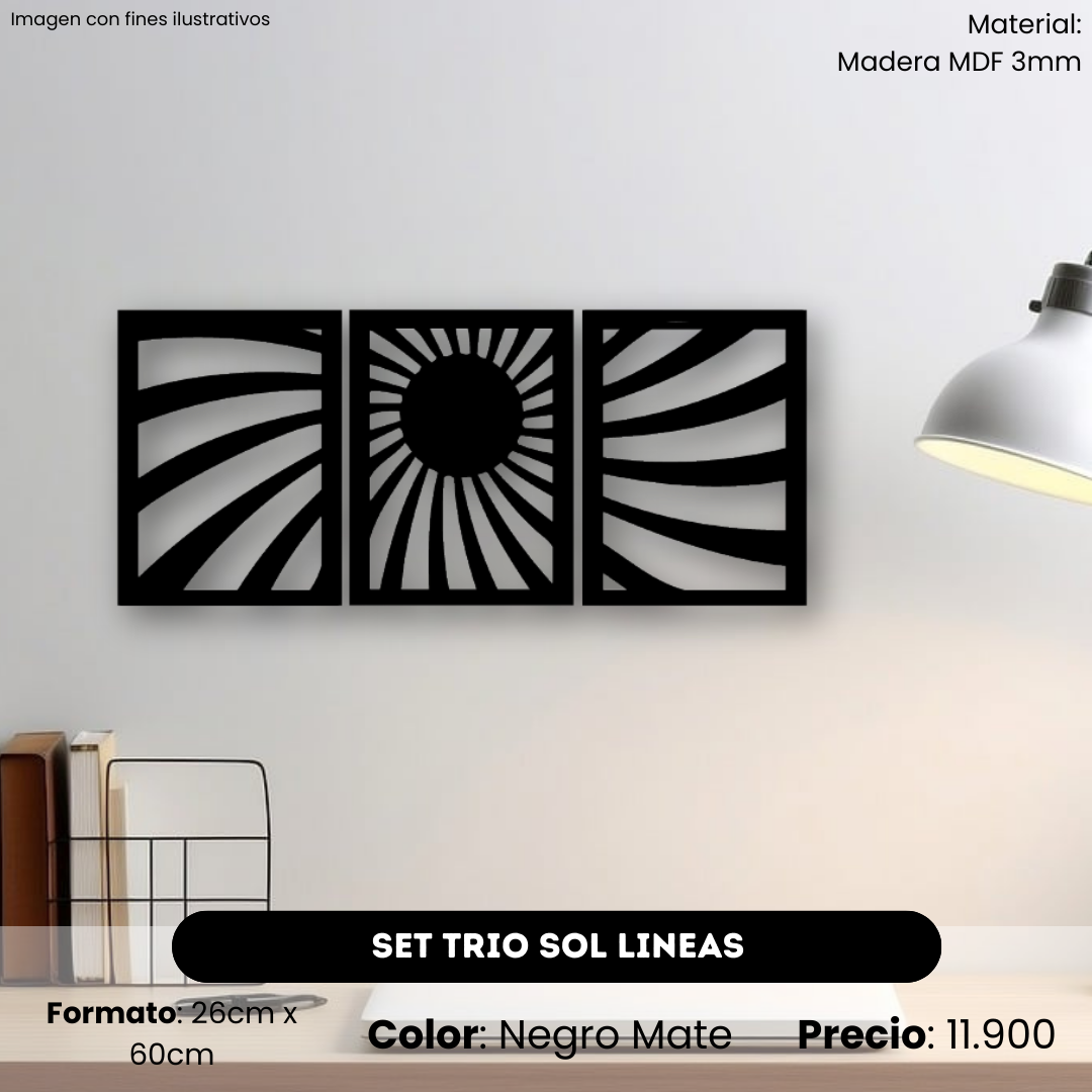 Set Cuadro Sol Lineas