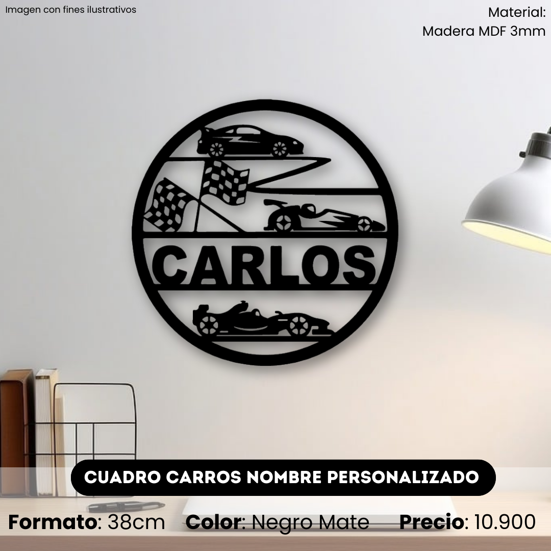 Cuadro Carro Carreras Con Nombre Personalizado