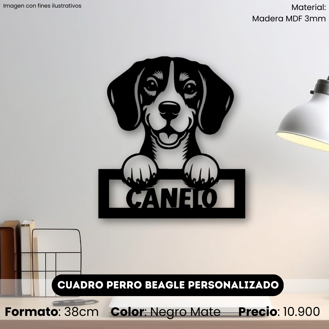 Cuadro Perro Beagle con Nombre Personalizado