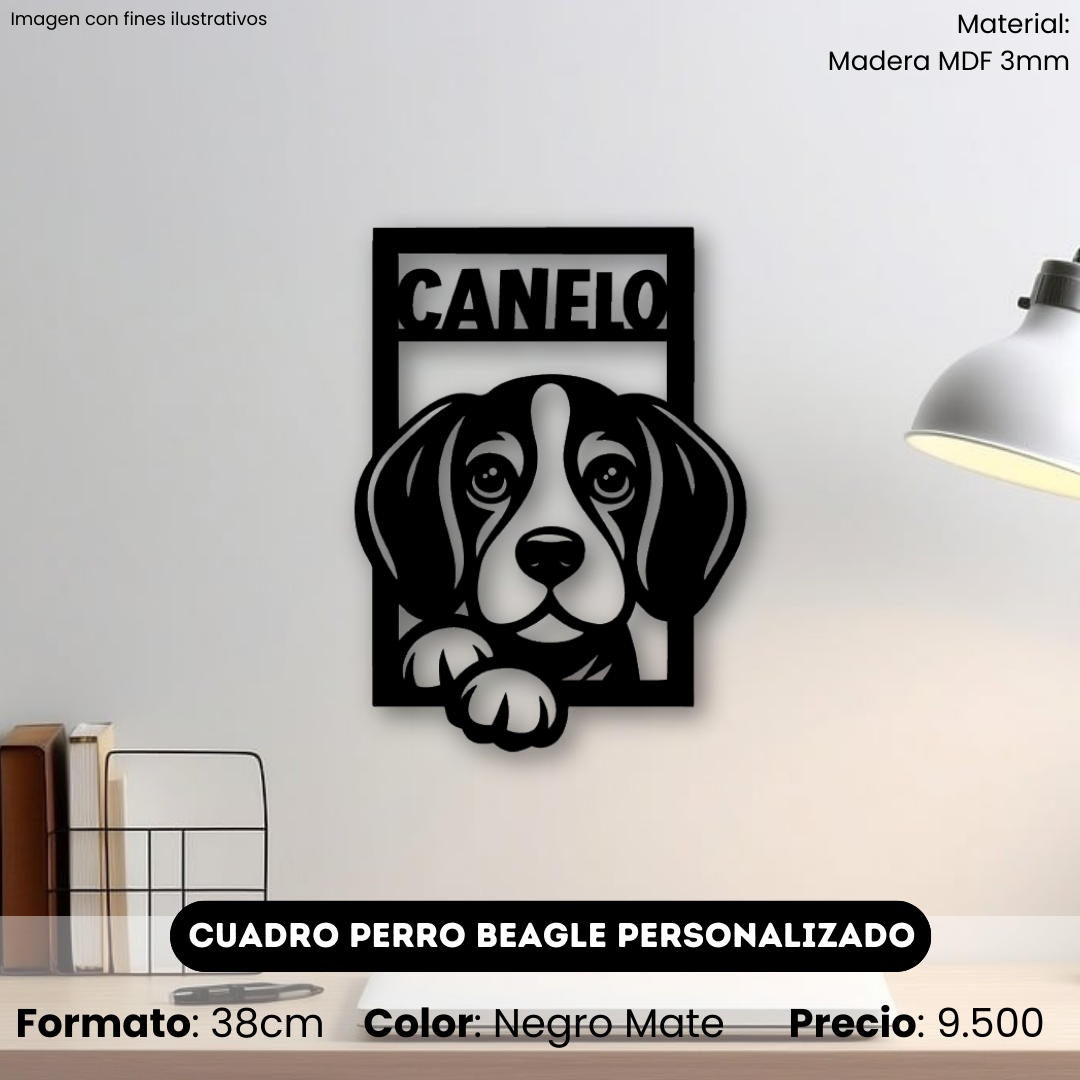 Cuadro Perro Beagle con Nombre Personalizado