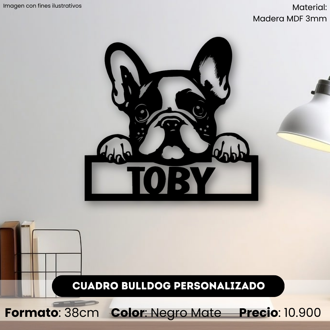 Cuadro Perro Bulldog con Nombre Personalizado