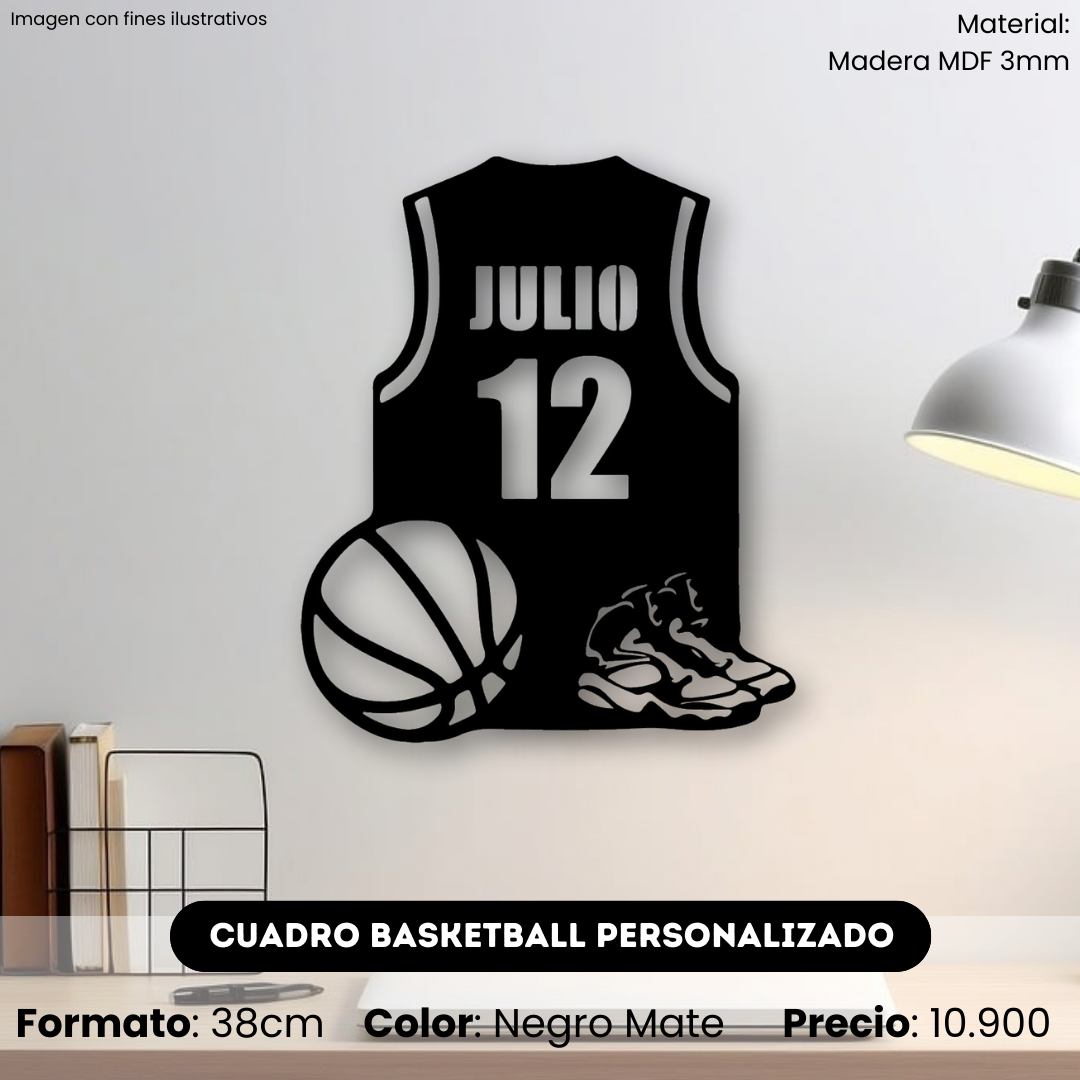 Cuadro Basketball con Nombre y Número Personalizado