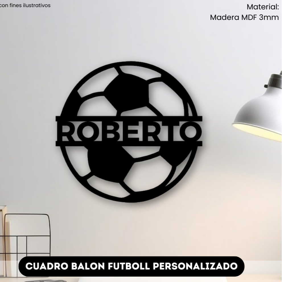 Cuadro Balón Futbol con Nombre Personalizado