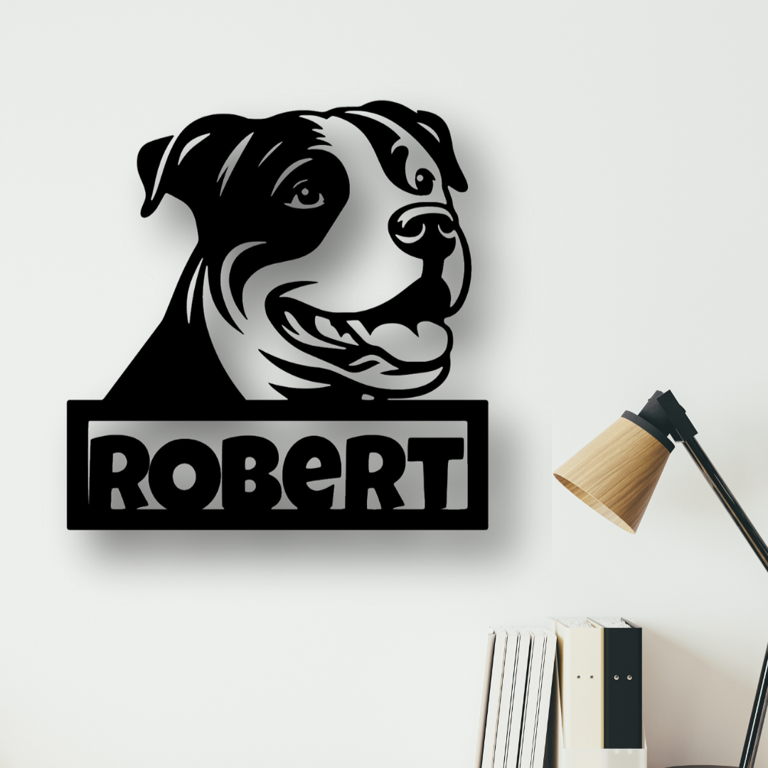 Perro Pitbull con Nombre Personalizado