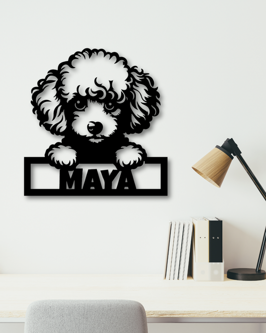 Cuadro Perro Poodle con Nombre Personalizado