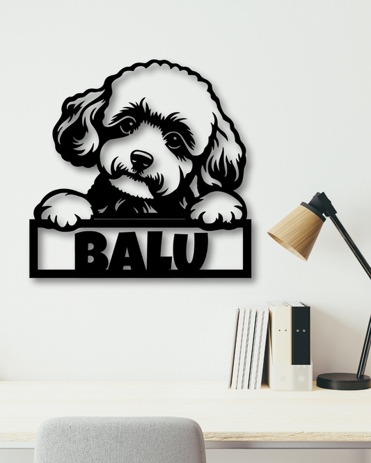 Cuadro Perro Poodle con Nombre Personalizado