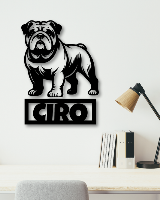 Cuadro Bulldog con Nombre Personalizado