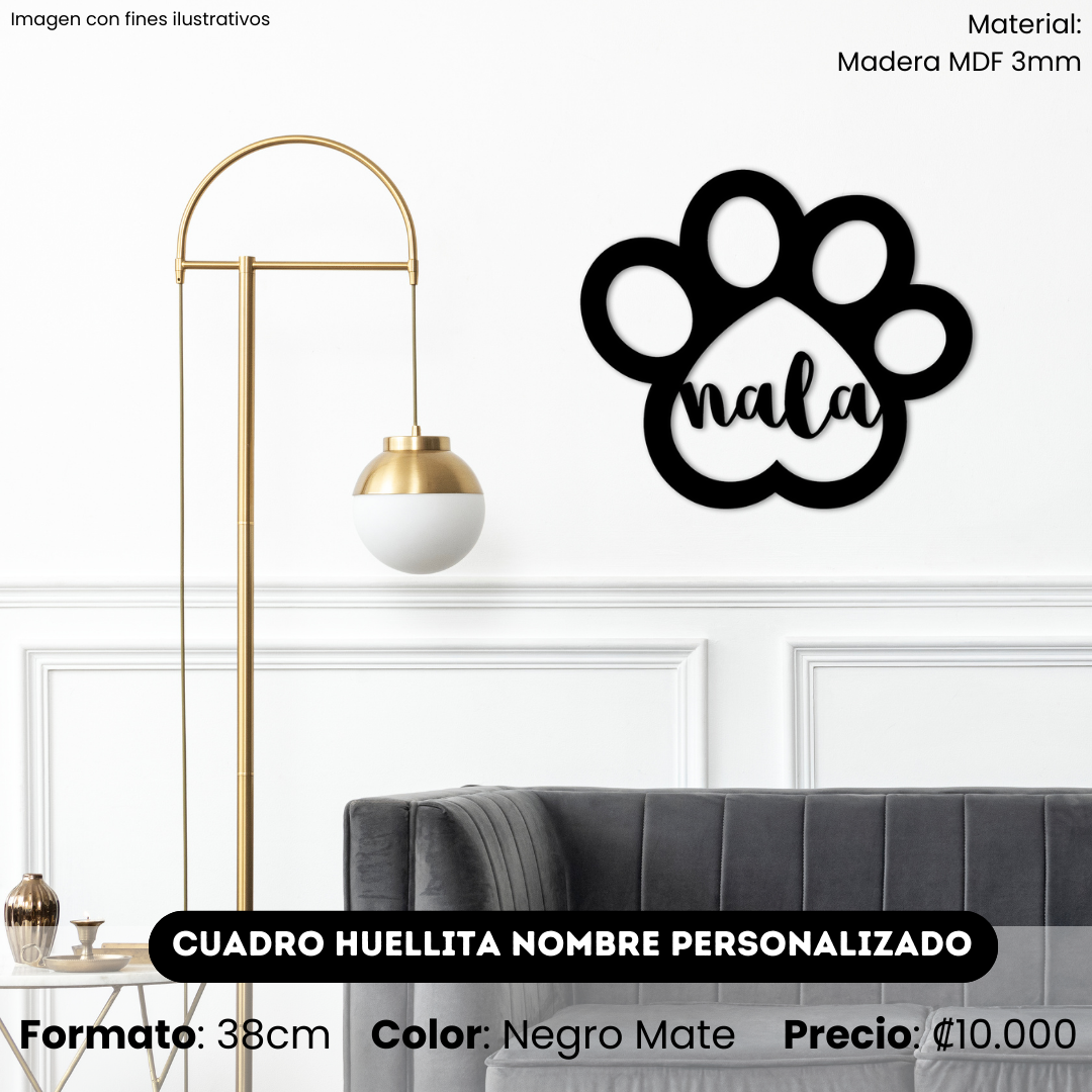 Cuadro Huellita Mascota con nombre personalizado