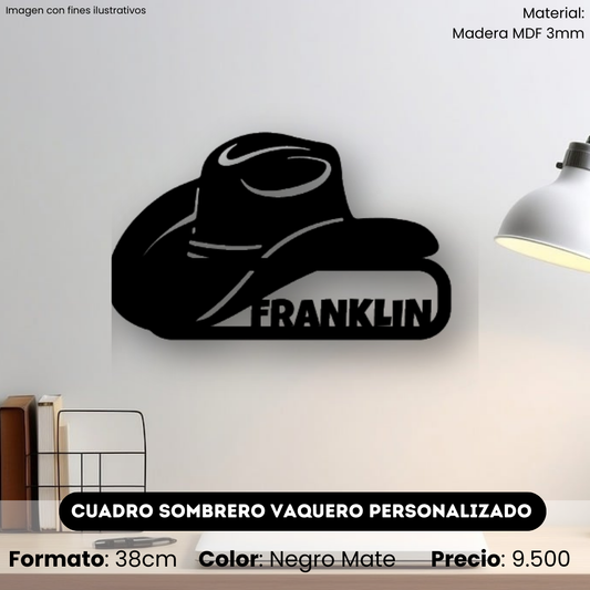 Cuadro Sombrero Vaquero con Nombre Personalizado
