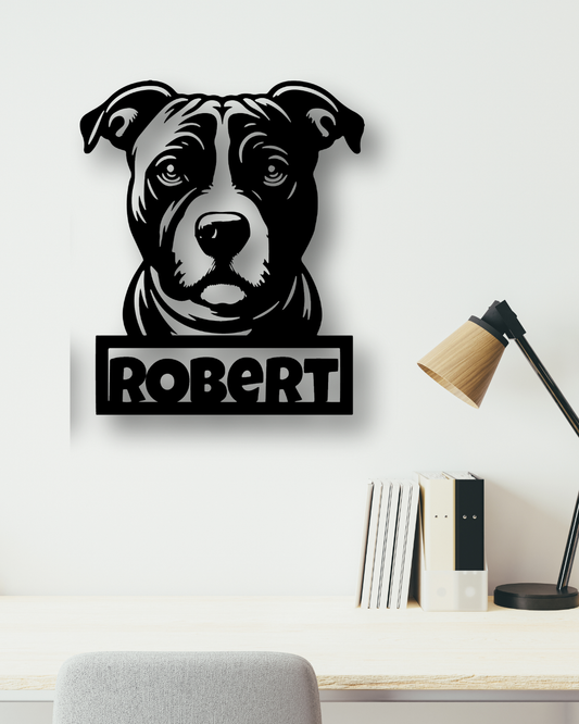 Perro Pitbull con Nombre personalizado