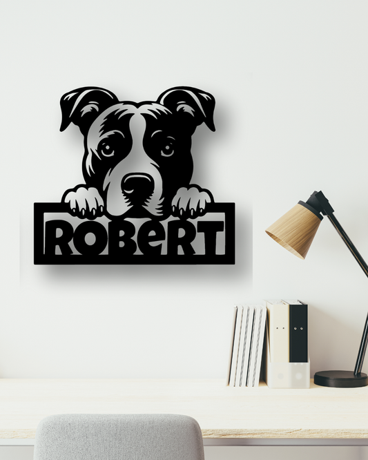 Perro Pitbull con Nombre Personalizado
