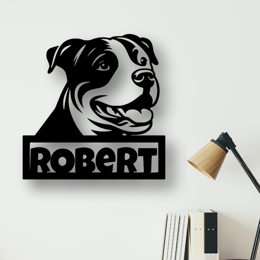 Perro Pitbull con Nombre Personalizado